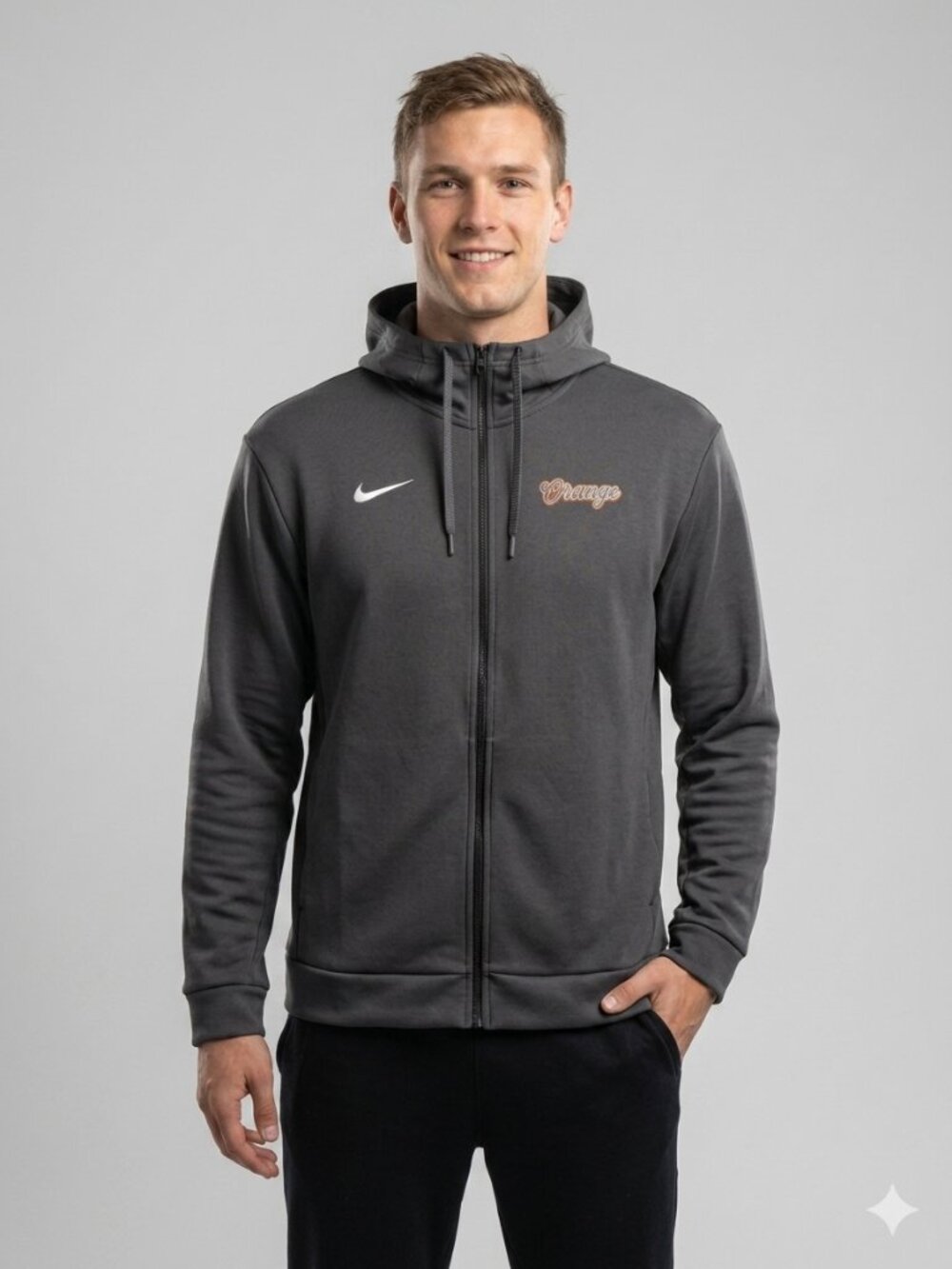 Nike Syracuse Orange Team Sideline Full-Zip Hoodie Jacket Charcoal gray M